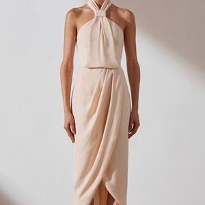 Shona Joy - Core Knot Draped Dress - NUDE